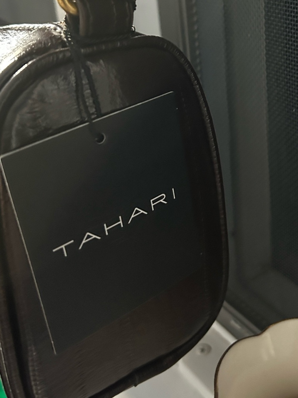 Tahari Metallic Dark Brown Shoulder Bag with Gold T Detail NWT - Picture 9 of 10